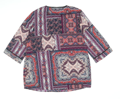 Cotton Traders Womens Multicoloured Geometric Polyester Shift Size 14 Scoop Neck Tie