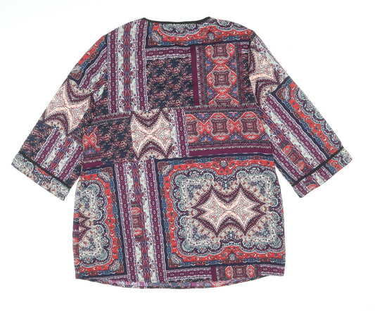 Cotton Traders Womens Multicoloured Geometric Polyester Shift Size 14 Scoop Neck Tie