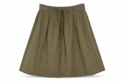 Bric A Brac Womens Brown Geometric Cotton A-Line Skirt Size M - Belted