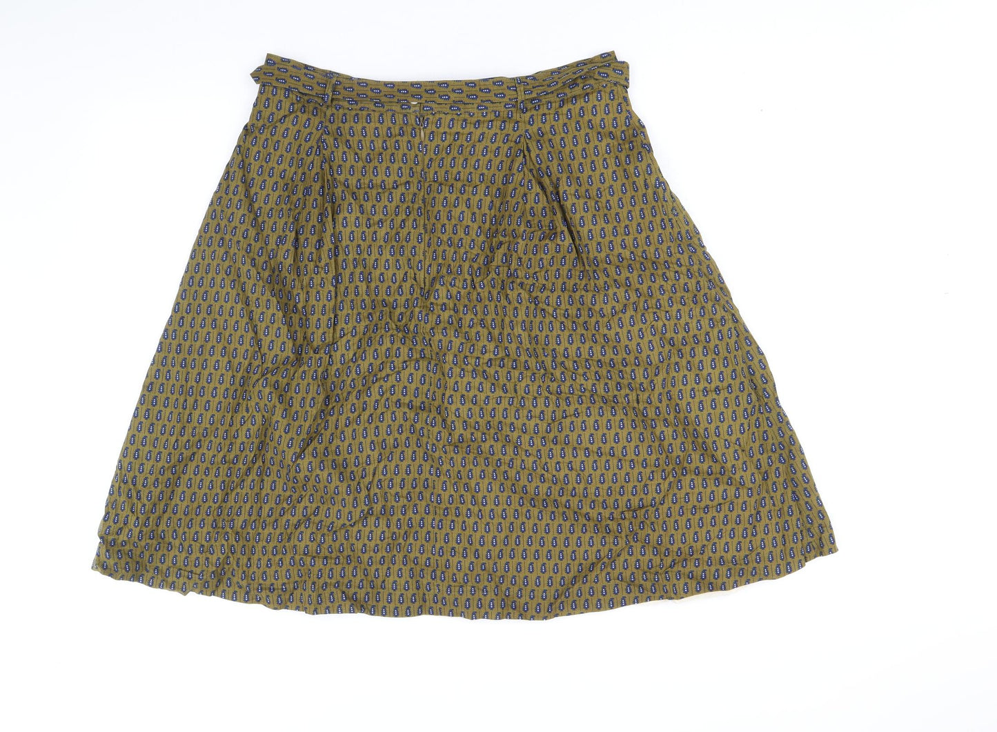 Bric A Brac Womens Brown Geometric Cotton A-Line Skirt Size M - Belted