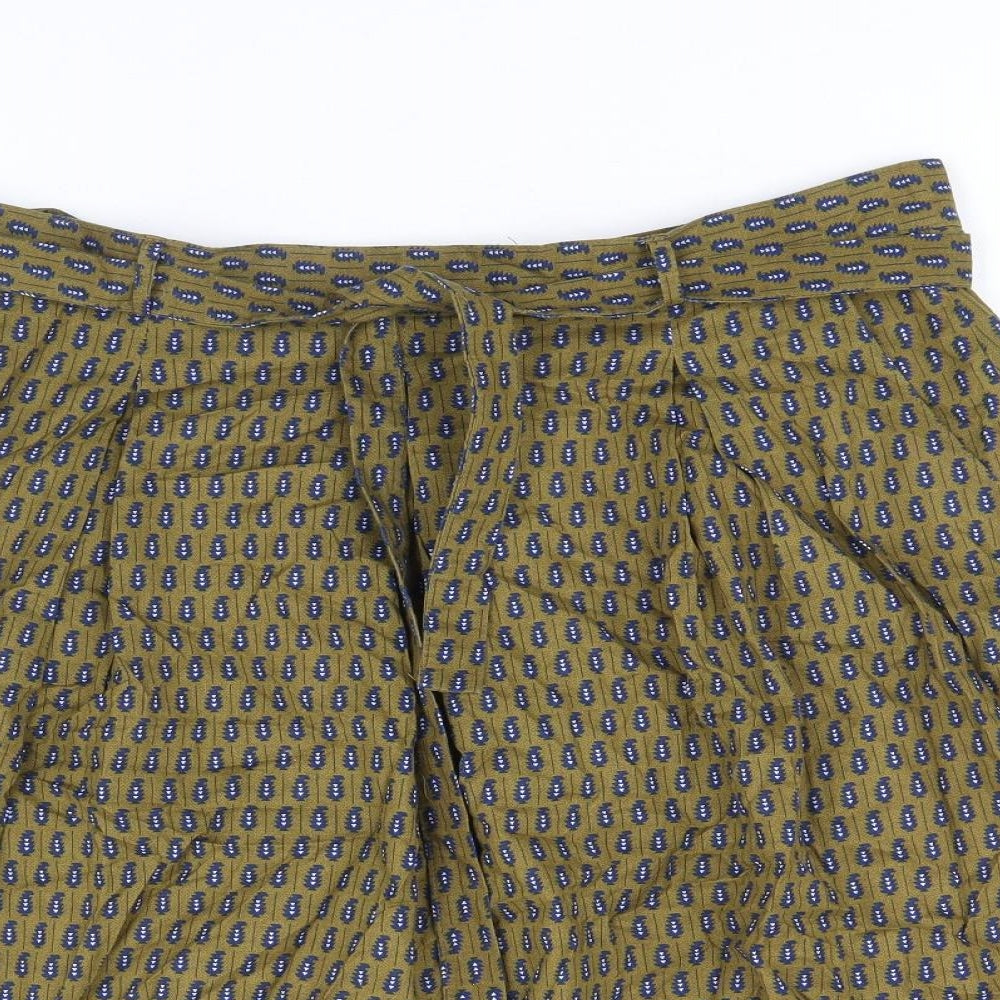 Bric A Brac Womens Brown Geometric Cotton A-Line Skirt Size M - Belted
