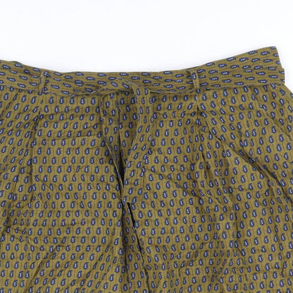 Bric A Brac Womens Brown Geometric Cotton A-Line Skirt Size M - Belted