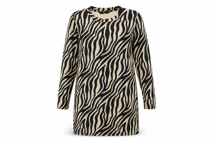 F&F Womens Black Animal Print Polyester Shift Size 12 Scoop Neck Pullover - Tiger Print