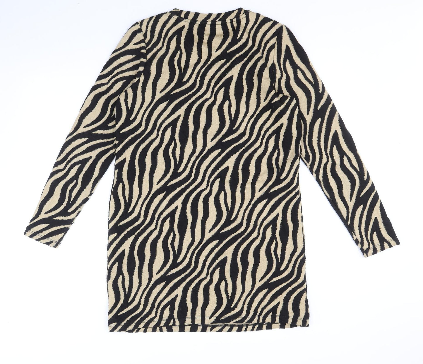 F&F Womens Black Animal Print Polyester Shift Size 12 Scoop Neck Pullover - Tiger Print