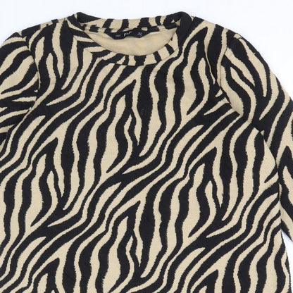 F&F Womens Black Animal Print Polyester Shift Size 12 Scoop Neck Pullover - Tiger Print