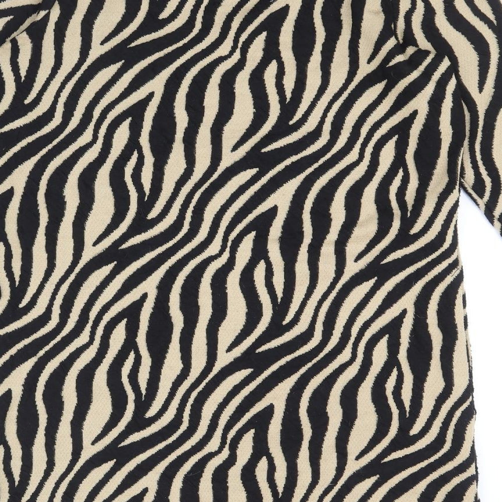 F&F Womens Black Animal Print Polyester Shift Size 12 Scoop Neck Pullover - Tiger Print