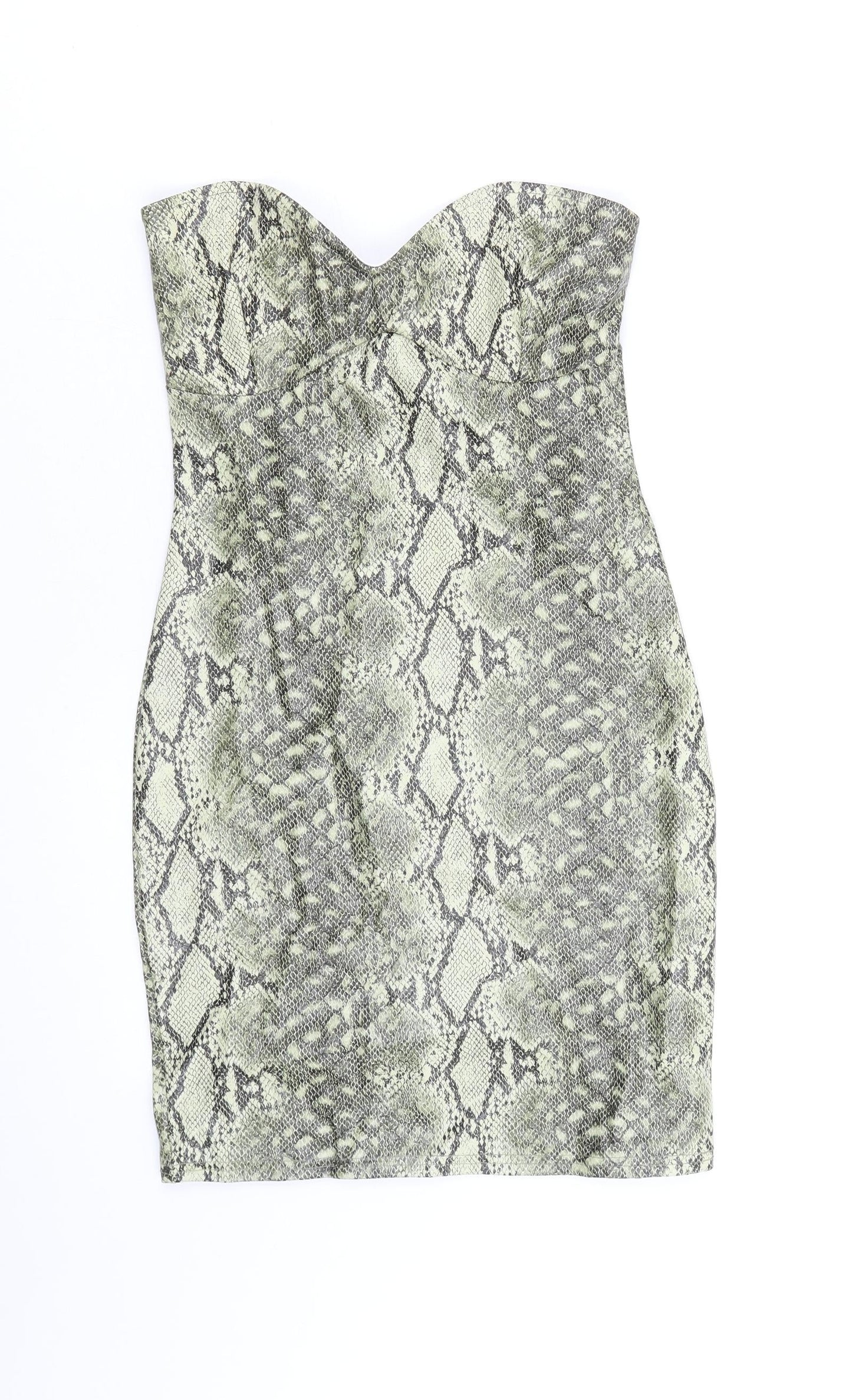 MISSYEMPIRE Womens Brown Animal Print Polyester Bodycon Size 8 Off the Shoulder Pullover - Snake Skin Print, Pleather