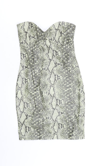 MISSYEMPIRE Womens Brown Animal Print Polyester Bodycon Size 8 Off the Shoulder Pullover - Snake Skin Print, Pleather