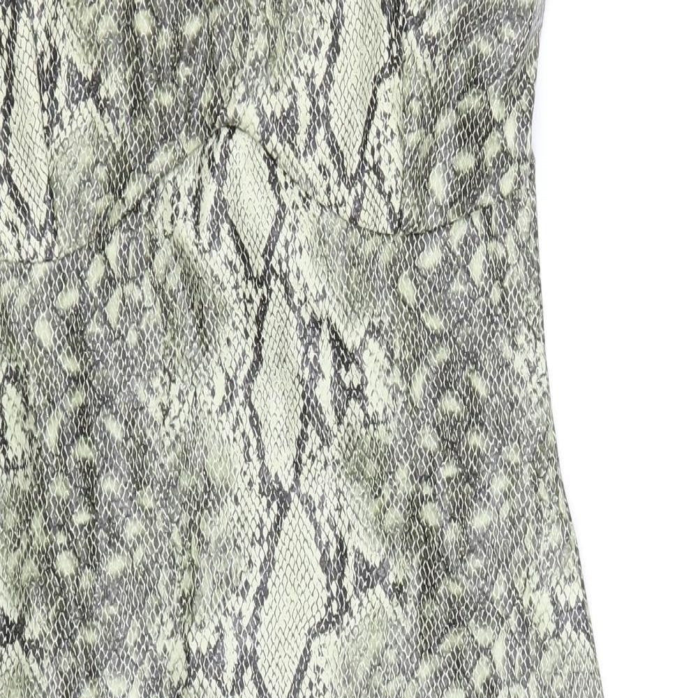 MISSYEMPIRE Womens Brown Animal Print Polyester Bodycon Size 8 Off the Shoulder Pullover - Snake Skin Print, Pleather