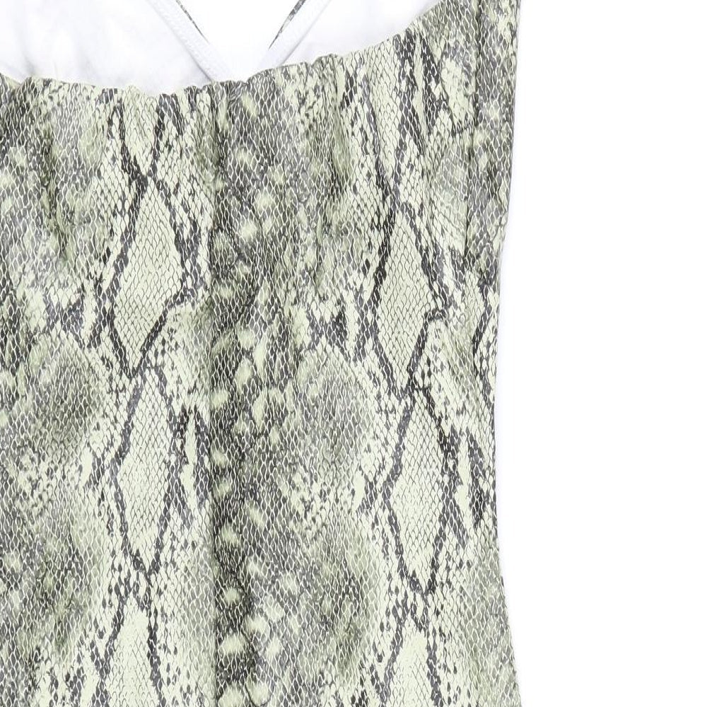 MISSYEMPIRE Womens Brown Animal Print Polyester Bodycon Size 8 Off the Shoulder Pullover - Snake Skin Print, Pleather