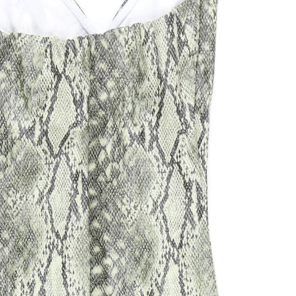 MISSYEMPIRE Womens Brown Animal Print Polyester Bodycon Size 8 Off the Shoulder Pullover - Snake Skin Print, Pleather