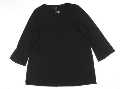 Atmosphere Womens Black Polyester Shift Size 18 Boat Neck Pullover - Necklace Detail