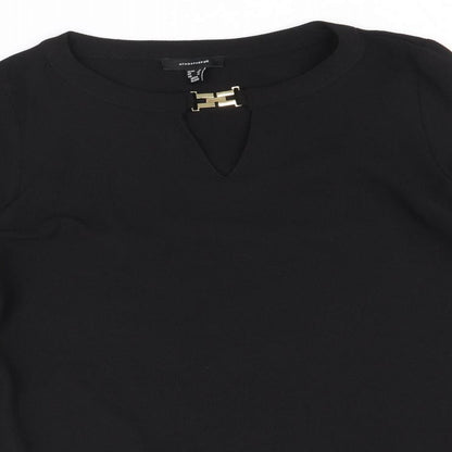 Atmosphere Womens Black Polyester Shift Size 18 Boat Neck Pullover - Necklace Detail
