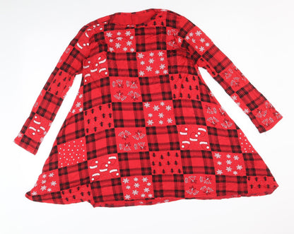 Womens UK Size S Preworn Red Tunic Blouse