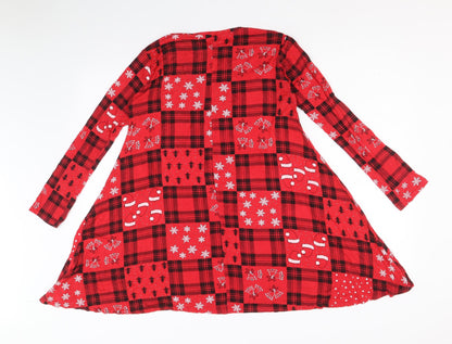 Womens UK Size S Preworn Red Tunic Blouse