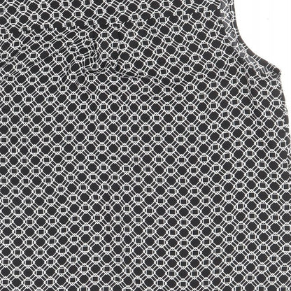 TU Womens Black Geometric Polyester Basic Tank Size 10 V-Neck