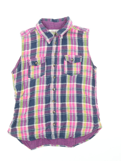 Farmer Heritage Womens Multicoloured Plaid 100% Cotton Basic Button-Up Size 14 Collared