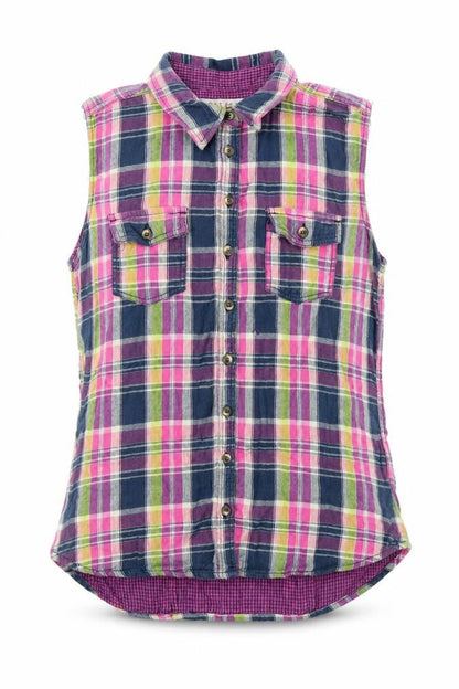 Farmer Heritage Womens Multicoloured Plaid 100% Cotton Basic Button-Up Size 14 Collared