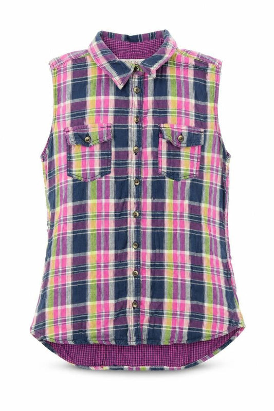 Farmer Heritage Womens Multicoloured Plaid 100% Cotton Basic Button-Up Size 14 Collared