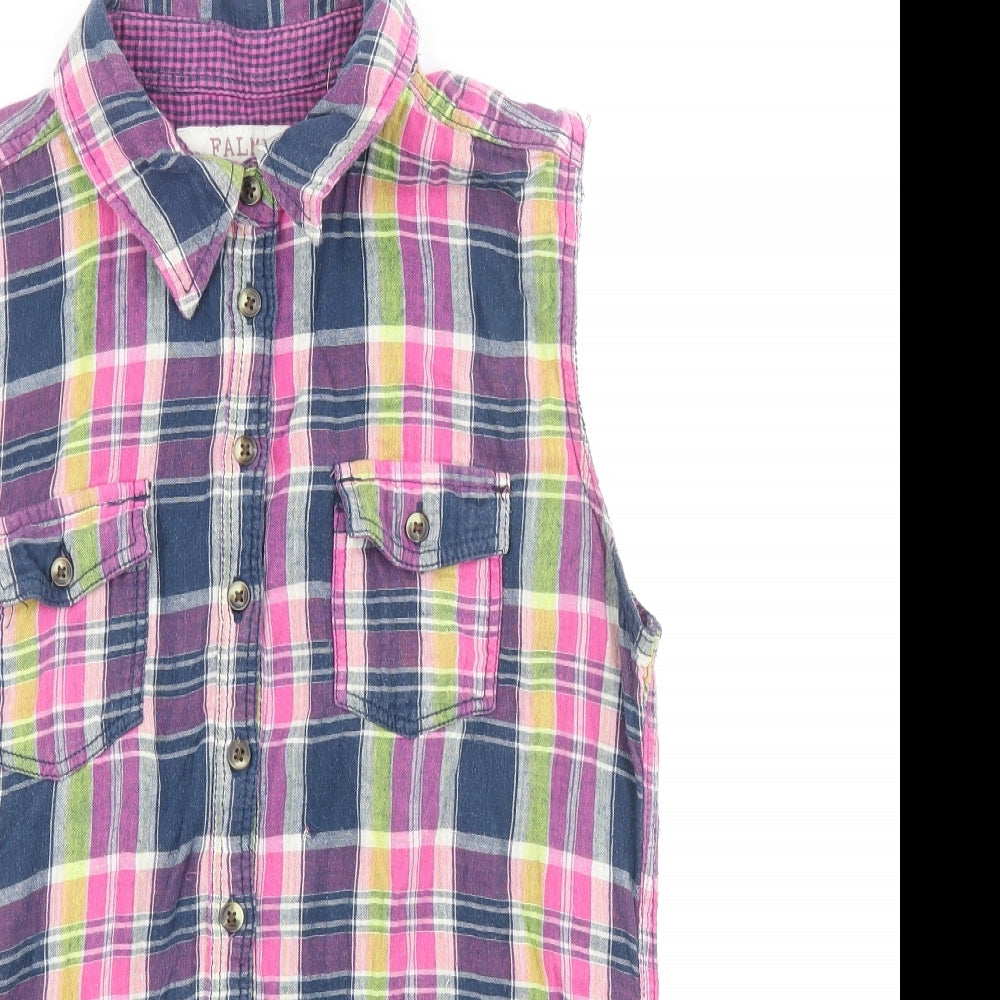 Farmer Heritage Womens Multicoloured Plaid 100% Cotton Basic Button-Up Size 14 Collared