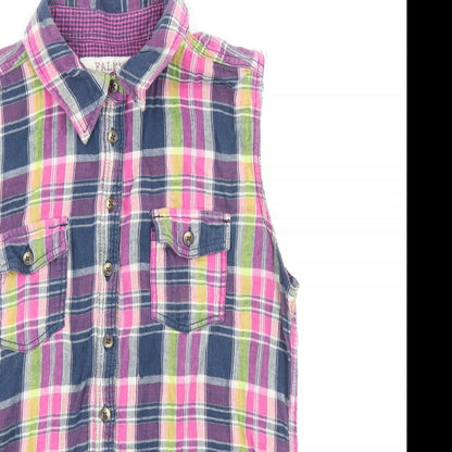 Farmer Heritage Womens Multicoloured Plaid 100% Cotton Basic Button-Up Size 14 Collared