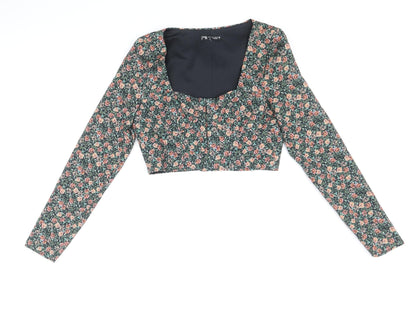 Womens UK Size M Zara Multicoloured Cropped Blouse