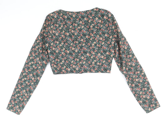Womens UK Size M Zara Multicoloured Cropped Blouse