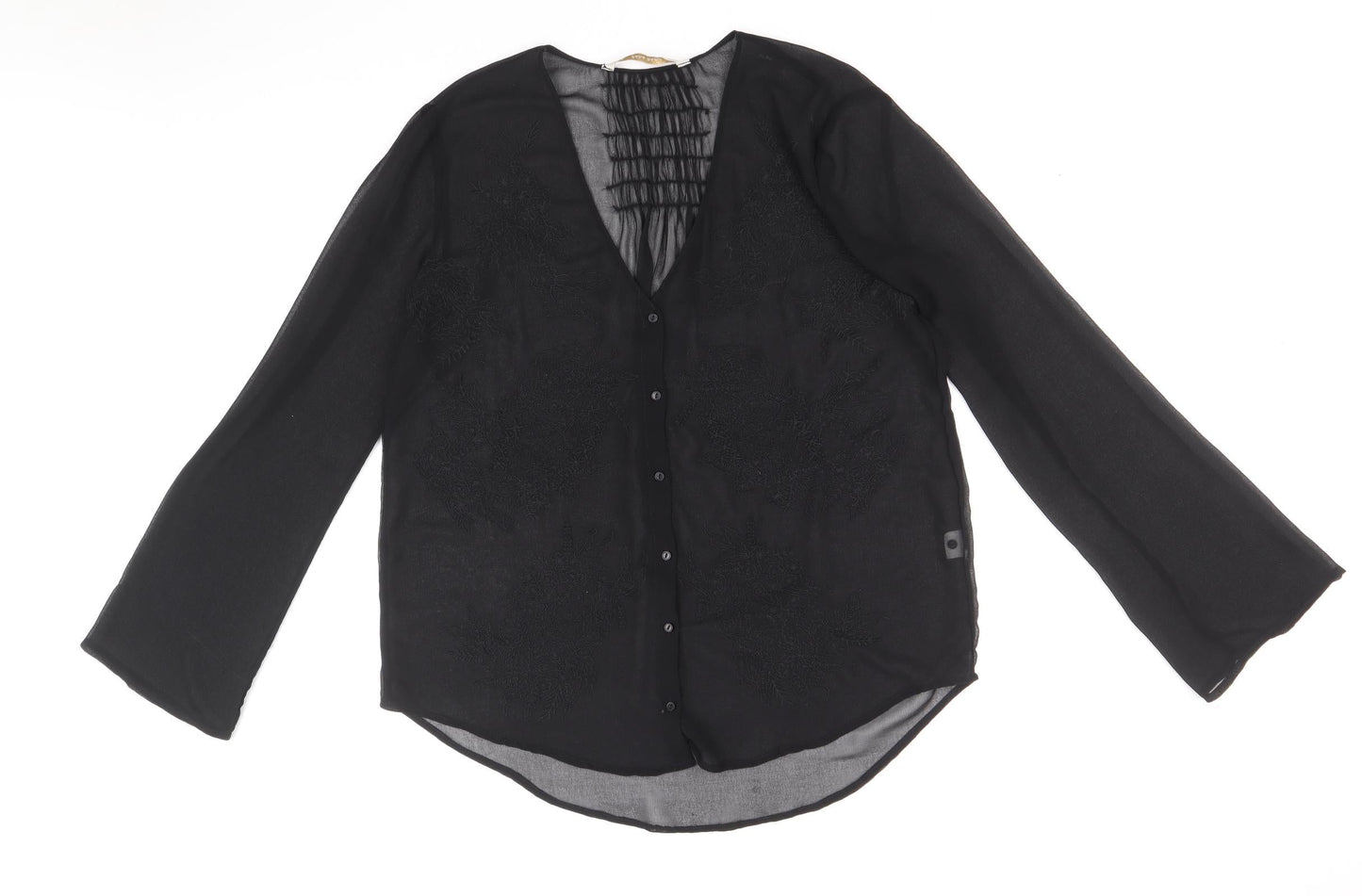 Womens UK Size L Zara Black Basic Blouse