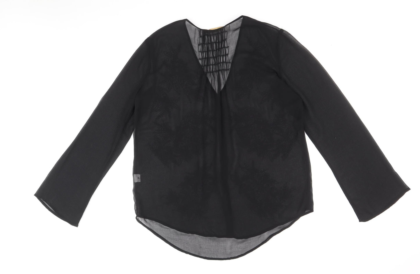 Womens UK Size L Zara Black Basic Blouse