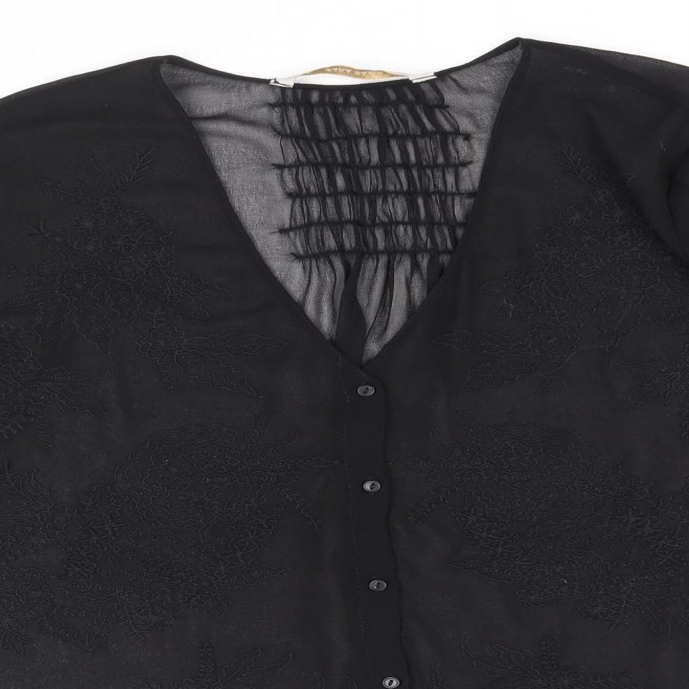 Womens UK Size L Zara Black Basic Blouse