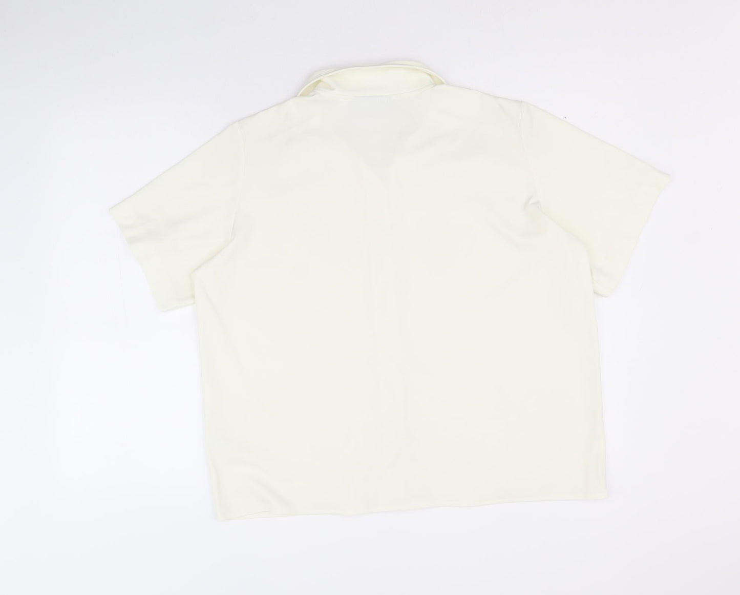 EWM Womens Ivory Polyester Basic Button-Up Size 18 Collared