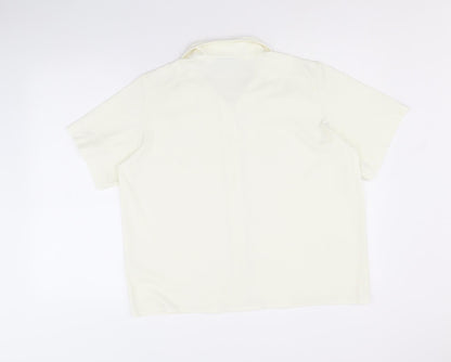 EWM Womens Ivory Polyester Basic Button-Up Size 18 Collared