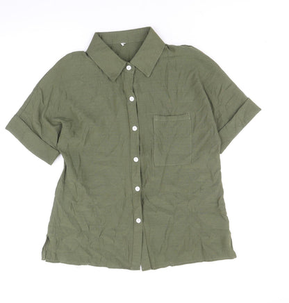 Womens UK Size XL Preworn Green Basic Button-Up