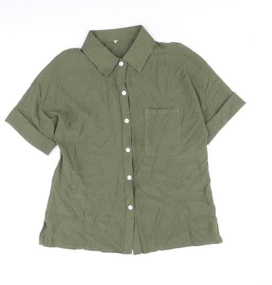 Womens UK Size XL Preworn Green Basic Button-Up