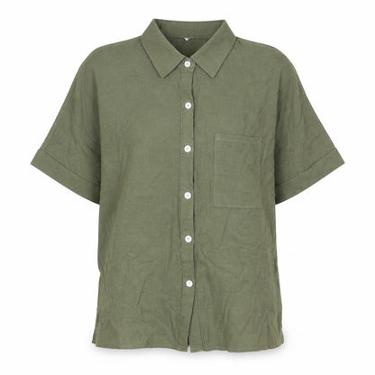 Womens UK Size XL Preworn Green Basic Button-Up