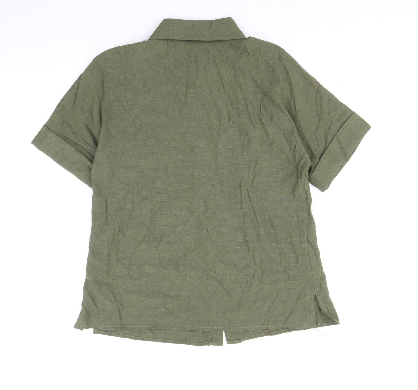 Womens UK Size XL Preworn Green Basic Button-Up