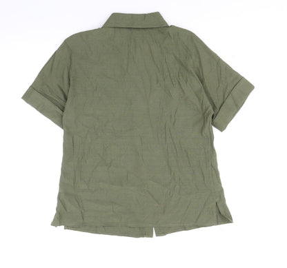 Womens UK Size XL Preworn Green Basic Button-Up