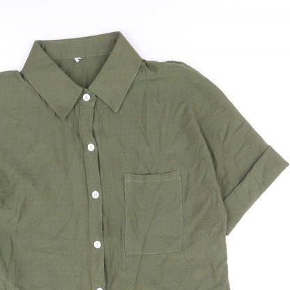 Womens UK Size XL Preworn Green Basic Button-Up