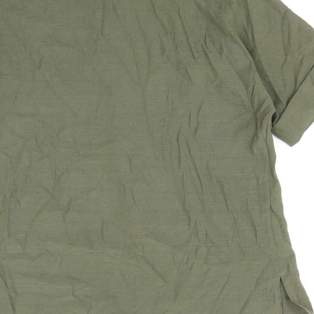 Womens UK Size XL Preworn Green Basic Button-Up