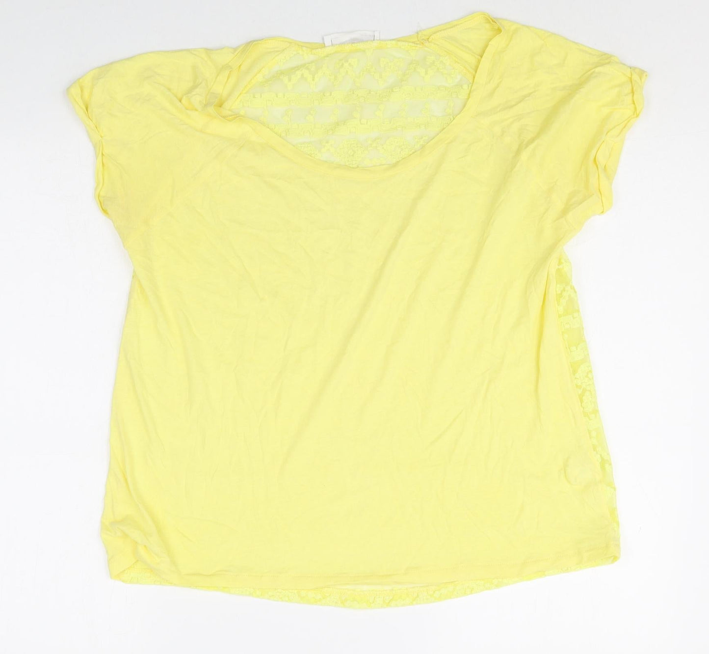 Womens UK Size L Zara Yellow Basic T-Shirt