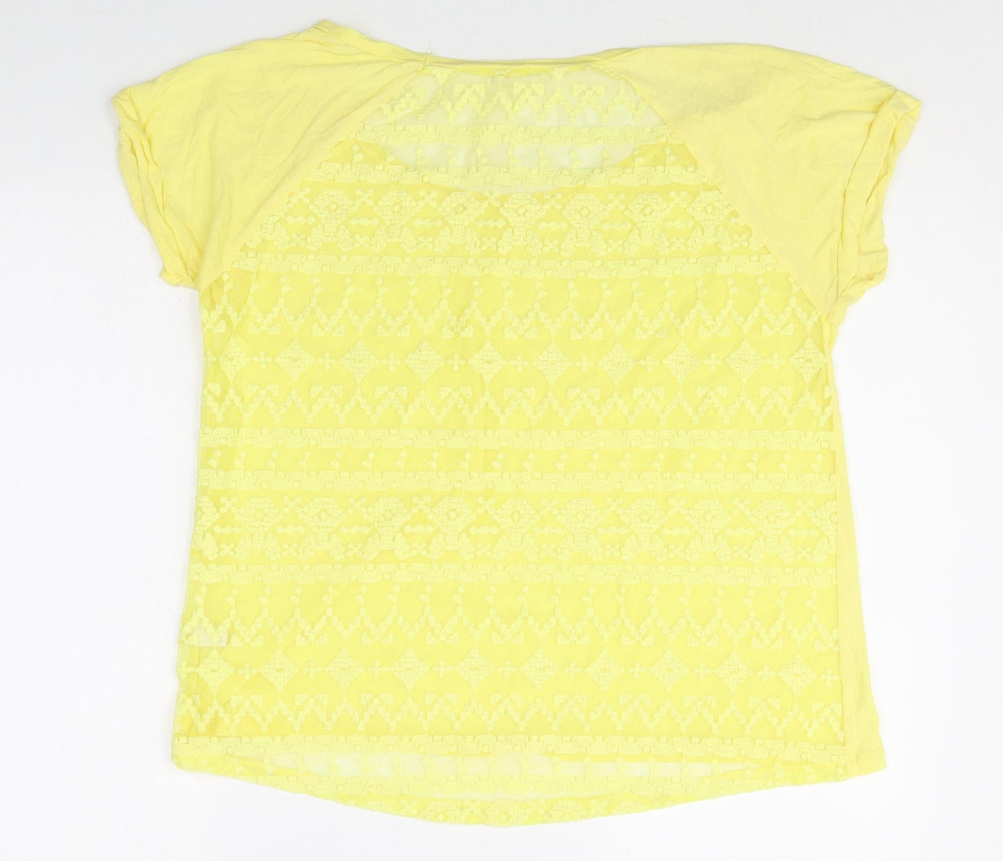 Womens UK Size L Zara Yellow Basic T-Shirt