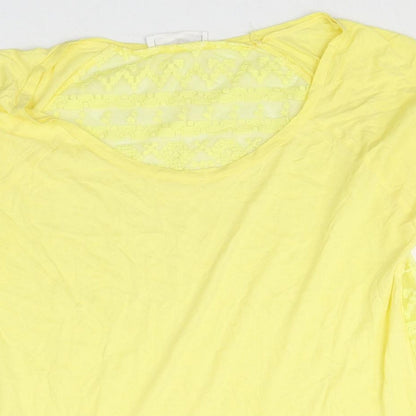Womens UK Size L Zara Yellow Basic T-Shirt