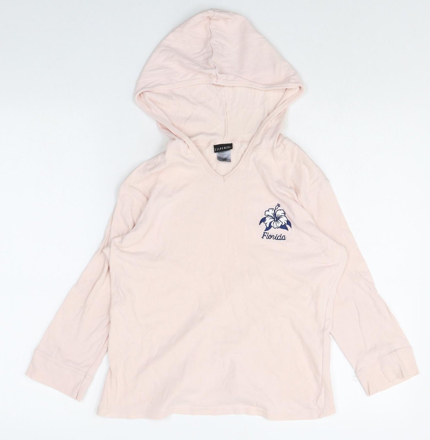 Silver Girls Pink 100% Cotton Pullover Hoodie Size L Pullover - Florida