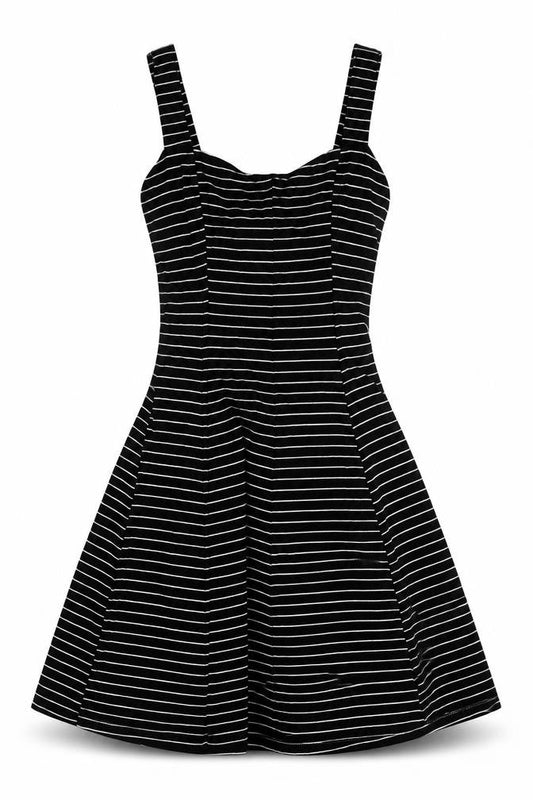Cooperative Womens Black Striped Rayon A-Line Size 2XS Square Neck Pullover