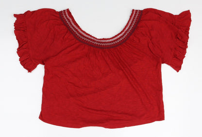 Womens UK Size 8 New Look Red Basic T-Shirt