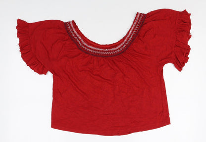 Womens UK Size 8 New Look Red Basic T-Shirt