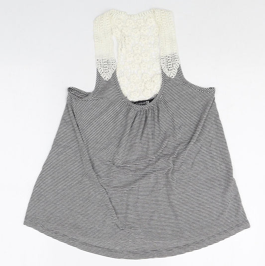 FOREVER 21 Womens Multicoloured Striped Polyester Basic Tank Size S Scoop Neck