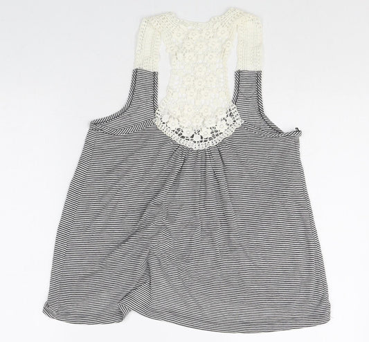 FOREVER 21 Womens Multicoloured Striped Polyester Basic Tank Size S Scoop Neck