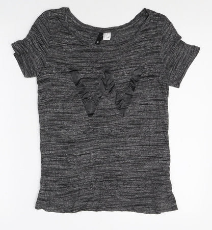 Womens UK Size S Divided Grey Basic T-Shirt