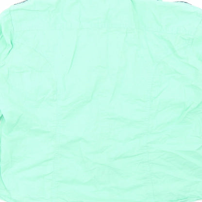 Scottage Womens Green Cotton Basic Button-Up Size 4 Collared